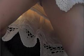 Babe teasing with hot ass up the sexy lace skirt