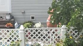 Spying on a Striped Bikini MILF