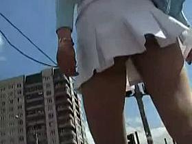 Gorgeous upskirt amateur brunette video