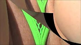 green thong in the beach