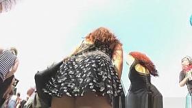 Brunette and redhead girl upskirt