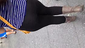 Nice fat Mexican ass in black see thru leggings