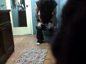 Girl in the toilet face and back to the working piss cam