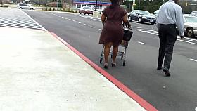 Sexy Ass In Short Brown Skirt..