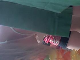 Candid street downblouse from amateur blonde chick