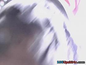 Lengthy legs and lacy upskirt