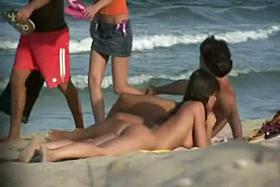 Wonderful big boobed babe is at the beach with her lover