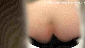 Blonde girl in a thong caught during pee