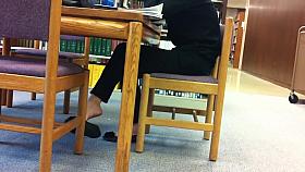 Candid Asian Library Shoeplay Feet Dangling Flats Pt 2