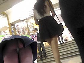 Short skirt upskirt video with brunette college girl