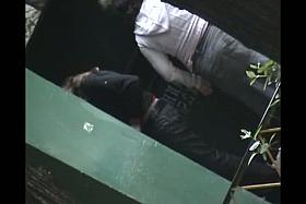 Schoolgirl pees in the public place