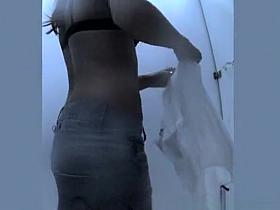 Girl caught changing bikini for clothes