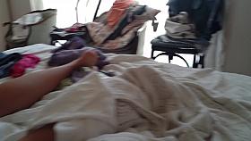 My wife on the bed after sex (hidden cam)