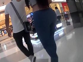 Long hair brunette with big booty in tight pants