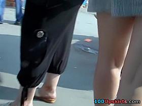 Upskirt of brawny playgirl