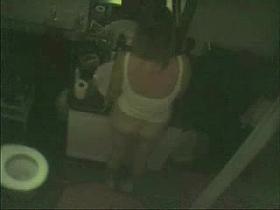 Hidden cam caught milf fingering in front of mirror