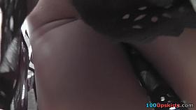 Steal a look up her cute mini suit