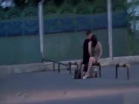 Naughty young couple enjoys copulating in public
