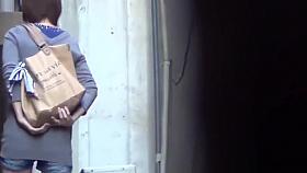 Asian babes piss in alley