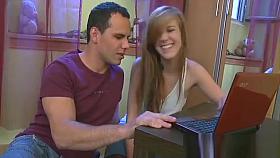 Sweet young gal licked by pold guy