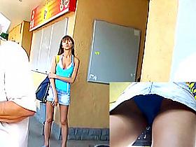 Spying up her petticoat