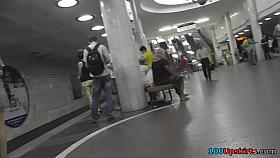 Adorable dame tries to hide thong in best upskirt ever