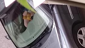 Girl with hot legs car voyeur