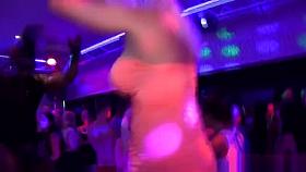 Dickloving eurobabe pounded by stripper while sucking cock