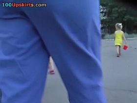 Babe in denim shorts