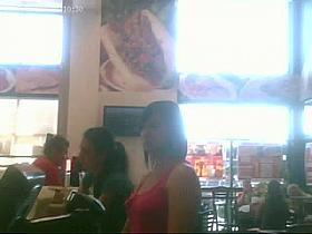 Looking Up Her Denim Skirt!