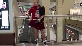 Public flashing and masturbating - Harley Quinn cosplay
