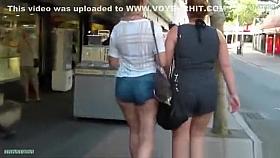 Girl with a bigger ass in tight shorts