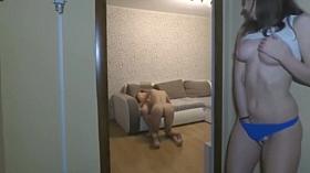 naughty teen spying her boyfriend fucking his ex girlfriend