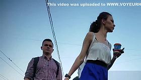 Sexy Woman In Blue Skirt