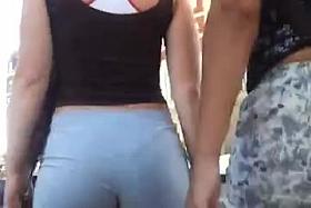 Honey in constricted shorts