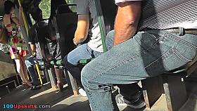 Girl in denim skirt shows amazing ass in upskirt vid