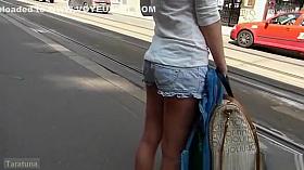 Girl of nice ass in shorts