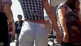 Tight jeans are a treat on her hot ass