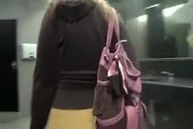 Voyeur Sex in a Public Restroom with too Horny Woman