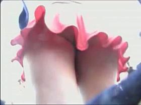 Pink skirt thongs revealed in voyeur video