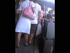 Nurse in uniform dress exciting upskirting on camera