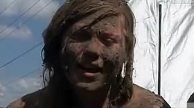 Chubby babes enjoy wrestling each other in the mud