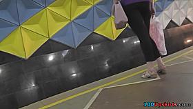 Bubble arse under mini skirt in upskirt movie