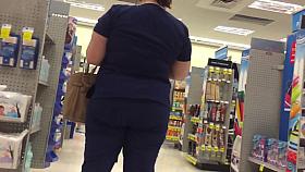 Dark blue scrubs booty
