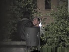 Brunette chick caught getting fucked doggy style outdoors