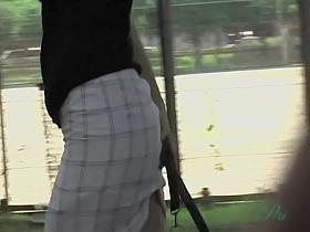 The hottest Asian ever gets skirt sharked in the park