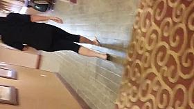 Fit MILF in black spandex walking(FACESHOT)