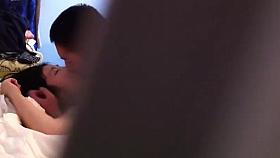 asian flatmate fucking his girl in the bed