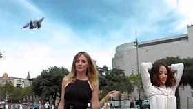 Lezdom public disgrace for brunette