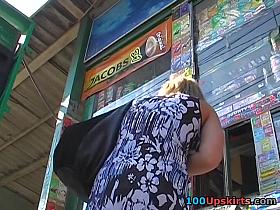 Looking up petticoat of a blond honey